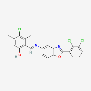 4-chloro-2-[(E)-{[2-(2,3-dichlorophenyl)-1,3-benzoxazol-5-yl]imino}methyl]-3,5-dimethylphenol