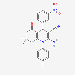 2-Amino-7,7-dimethyl-1-(4-methylphenyl)-4-(3-nitrophenyl)-5-oxo-1,4,5,6,7,8-hexahydroquinoline-3-carbonitrile