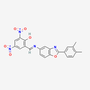 2-[(E)-{[2-(3,4-dimethylphenyl)-1,3-benzoxazol-5-yl]imino}methyl]-4,6-dinitrophenol