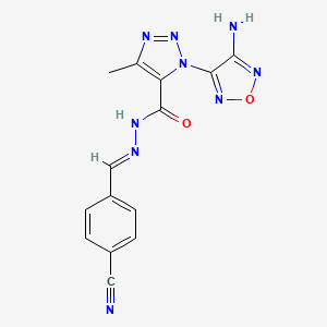 1-(4-amino-1,2,5-oxadiazol-3-yl)-N'-[(E)-(4-cyanophenyl)methylidene]-4-methyl-1H-1,2,3-triazole-5-carbohydrazide