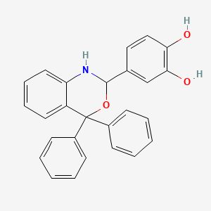 molecular formula C26H21NO3 B11535323 4-(4,4-diphenyl-1,4-dihydro-2H-3,1-benzoxazin-2-yl)benzene-1,2-diol 