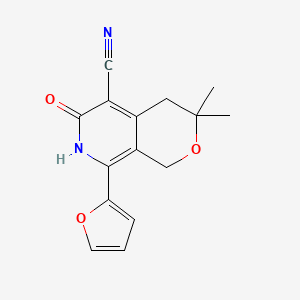 molecular formula C15H14N2O3 B11535347 8-(2-furyl)-3,3-dimethyl-6-oxo-3,4,6,7-tetrahydro-1H-pyrano[3,4-c]pyridine-5-carbonitrile 