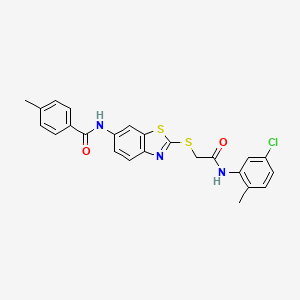 molecular formula C24H20ClN3O2S2 B11535375 N-[2-({2-[(5-chloro-2-methylphenyl)amino]-2-oxoethyl}sulfanyl)-1,3-benzothiazol-6-yl]-4-methylbenzamide 