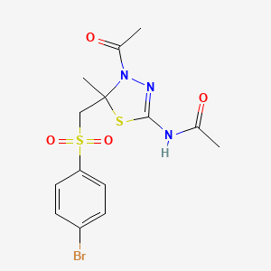 N-(4-acetyl-5-{[(4-bromophenyl)sulfonyl]methyl}-5-methyl-4,5-dihydro-1,3,4-thiadiazol-2-yl)acetamide