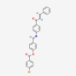 molecular formula C29H20BrNO3 B11535388 4-[(E)-({4-[(2E)-3-phenylprop-2-enoyl]phenyl}imino)methyl]phenyl 4-bromobenzoate 