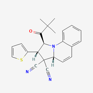 molecular formula C23H21N3OS B11535422 (1S,2S,3aR)-1-(2,2-dimethylpropanoyl)-2-(thiophen-2-yl)-1,2-dihydropyrrolo[1,2-a]quinoline-3,3(3aH)-dicarbonitrile 