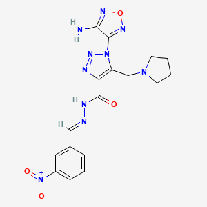 1-(4-amino-1,2,5-oxadiazol-3-yl)-N'-[(E)-(3-nitrophenyl)methylidene]-5-(pyrrolidin-1-ylmethyl)-1H-1,2,3-triazole-4-carbohydrazide