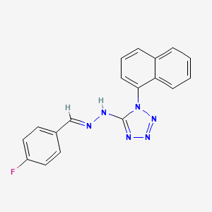 molecular formula C18H13FN6 B11535475 5-[(2E)-2-(4-fluorobenzylidene)hydrazinyl]-1-(naphthalen-1-yl)-1H-tetrazole 