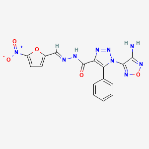 1-(4-amino-1,2,5-oxadiazol-3-yl)-N'-[(E)-(5-nitrofuran-2-yl)methylidene]-5-phenyl-1H-1,2,3-triazole-4-carbohydrazide