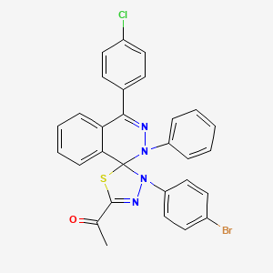 molecular formula C29H20BrClN4OS B11535484 1-(3'-(4-Bromophenyl)-4-(4-chlorophenyl)-2-phenyl-2H,3'H-spiro[phthalazine-1,2'-[1,3,4]thiadiazol]-5'-yl)ethanone 