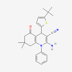 2-Amino-4-(5-(tert-butyl)thiophen-2-yl)-7,7-dimethyl-5-oxo-1-phenyl-1,4,5,6,7,8-hexahydroquinoline-3-carbonitrile