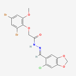 N'-[(E)-(6-chloro-1,3-benzodioxol-5-yl)methylidene]-2-(2,4-dibromo-6-methoxyphenoxy)acetohydrazide