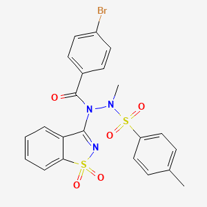 4-bromo-N-(1,1-dioxido-1,2-benzothiazol-3-yl)-N'-methyl-N'-[(4-methylphenyl)sulfonyl]benzohydrazide