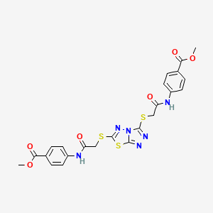 Methyl 4-[2-({6-[({[4-(methoxycarbonyl)phenyl]carbamoyl}methyl)sulfanyl]-[1,2,4]triazolo[3,4-B][1,3,4]thiadiazol-3-YL}sulfanyl)acetamido]benzoate