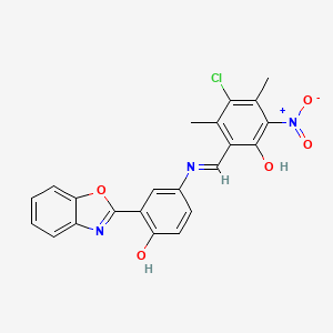 2-[(E)-{[3-(1,3-benzoxazol-2-yl)-4-hydroxyphenyl]imino}methyl]-4-chloro-3,5-dimethyl-6-nitrophenol