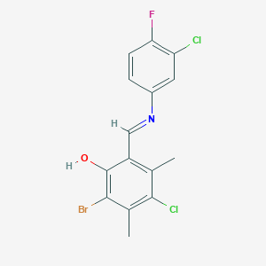 2-Bromo-4-chloro-6-[(E)-[(3-chloro-4-fluorophenyl)imino]methyl]-3,5-dimethylphenol