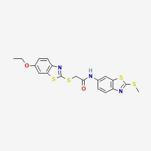 2-[(6-ethoxy-1,3-benzothiazol-2-yl)sulfanyl]-N-[2-(methylsulfanyl)-1,3-benzothiazol-6-yl]acetamide