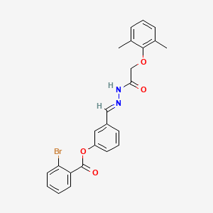 molecular formula C24H21BrN2O4 B11535634 3-[(E)-{2-[(2,6-dimethylphenoxy)acetyl]hydrazinylidene}methyl]phenyl 2-bromobenzoate 