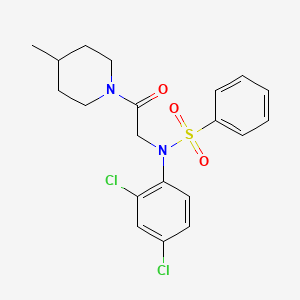 molecular formula C20H22Cl2N2O3S B11535636 N-(2,4-dichlorophenyl)-N-[2-(4-methylpiperidin-1-yl)-2-oxoethyl]benzenesulfonamide 