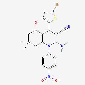 2-Amino-4-(5-bromothiophen-2-yl)-7,7-dimethyl-1-(4-nitrophenyl)-5-oxo-1,4,5,6,7,8-hexahydroquinoline-3-carbonitrile