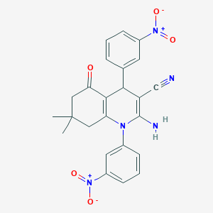 2-Amino-7,7-dimethyl-1,4-bis(3-nitrophenyl)-5-oxo-1,4,5,6,7,8-hexahydroquinoline-3-carbonitrile