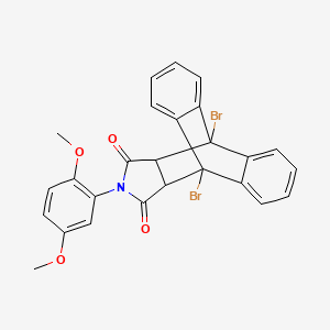 molecular formula C26H19Br2NO4 B11535737 1,8-Dibromo-17-(2,5-dimethoxyphenyl)-17-azapentacyclo[6.6.5.0~2,7~.0~9,14~.0~15,19~]nonadeca-2,4,6,9,11,13-hexaene-16,18-dione (non-preferred name) 