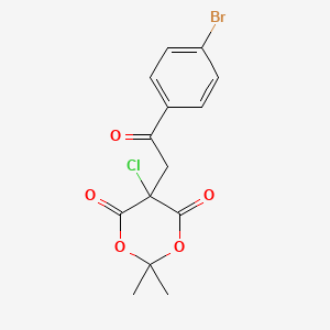 molecular formula C14H12BrClO5 B11535741 5-[2-(4-Bromophenyl)-2-oxoethyl]-5-chloro-2,2-dimethyl-1,3-dioxane-4,6-dione 