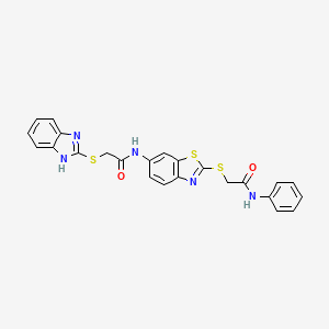 2-(1H-benzimidazol-2-ylsulfanyl)-N-(2-{[2-oxo-2-(phenylamino)ethyl]sulfanyl}-1,3-benzothiazol-6-yl)acetamide