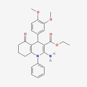 Ethyl 2-amino-4-(3,4-dimethoxyphenyl)-5-oxo-1-phenyl-1,4,5,6,7,8-hexahydroquinoline-3-carboxylate