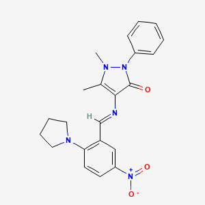 1,5-dimethyl-4-({(E)-[5-nitro-2-(pyrrolidin-1-yl)phenyl]methylidene}amino)-2-phenyl-1,2-dihydro-3H-pyrazol-3-one