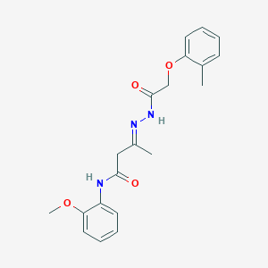 molecular formula C20H23N3O4 B11535785 (3E)-N-(2-methoxyphenyl)-3-{2-[(2-methylphenoxy)acetyl]hydrazinylidene}butanamide 