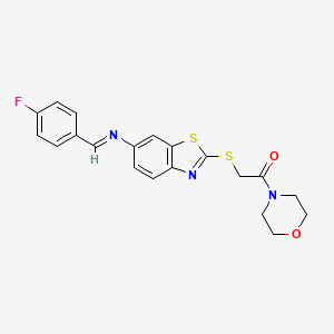 2-[(6-{[(E)-(4-fluorophenyl)methylidene]amino}-1,3-benzothiazol-2-yl)sulfanyl]-1-(morpholin-4-yl)ethanone