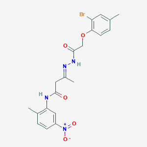 molecular formula C20H21BrN4O5 B11535791 (3E)-3-{2-[(2-bromo-4-methylphenoxy)acetyl]hydrazinylidene}-N-(2-methyl-5-nitrophenyl)butanamide 