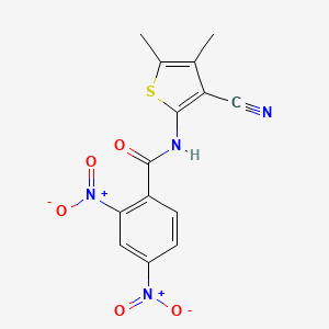 molecular formula C14H10N4O5S B11535799 N-(3-cyano-4,5-dimethylthiophen-2-yl)-2,4-dinitrobenzamide 