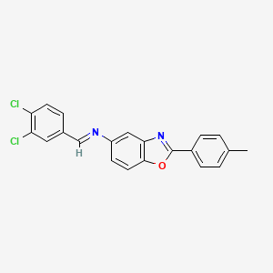 molecular formula C21H14Cl2N2O B11535800 N-[(E)-(3,4-dichlorophenyl)methylidene]-2-(4-methylphenyl)-1,3-benzoxazol-5-amine 