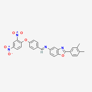 molecular formula C28H20N4O6 B11535808 2-(3,4-dimethylphenyl)-N-{(E)-[4-(2,4-dinitrophenoxy)phenyl]methylidene}-1,3-benzoxazol-5-amine 