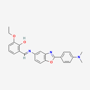 molecular formula C24H23N3O3 B11535817 2-[(E)-({2-[4-(dimethylamino)phenyl]-1,3-benzoxazol-5-yl}imino)methyl]-6-ethoxyphenol 