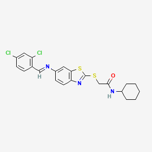 N-cyclohexyl-2-[(6-{[(E)-(2,4-dichlorophenyl)methylidene]amino}-1,3-benzothiazol-2-yl)sulfanyl]acetamide