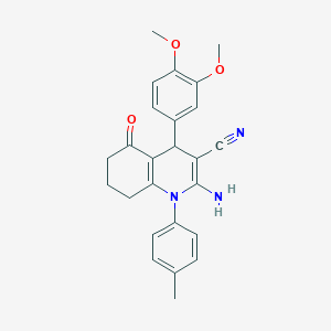 2-Amino-4-(3,4-dimethoxyphenyl)-1-(4-methylphenyl)-5-oxo-1,4,5,6,7,8-hexahydroquinoline-3-carbonitrile