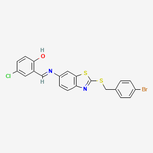 2-[(E)-({2-[(4-bromobenzyl)sulfanyl]-1,3-benzothiazol-6-yl}imino)methyl]-4-chlorophenol