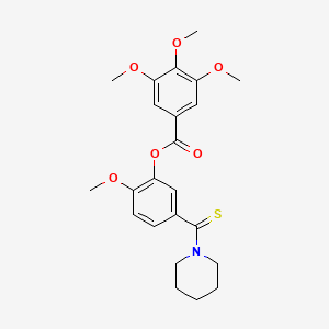 molecular formula C23H27NO6S B11535931 2-Methoxy-5-(piperidin-1-ylcarbonothioyl)phenyl 3,4,5-trimethoxybenzoate 