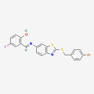 2-[(E)-({2-[(4-bromobenzyl)sulfanyl]-1,3-benzothiazol-6-yl}imino)methyl]-4-iodophenol