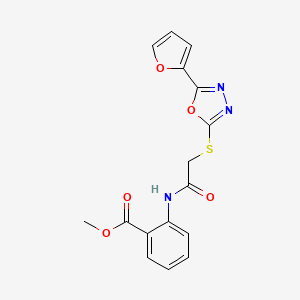 molecular formula C16H13N3O5S B11535954 Methyl 2-[({[5-(furan-2-yl)-1,3,4-oxadiazol-2-yl]sulfanyl}acetyl)amino]benzoate 