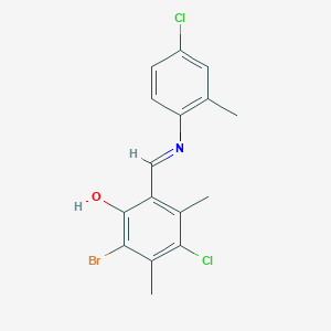 molecular formula C16H14BrCl2NO B11535961 2-Bromo-4-chloro-6-[(E)-[(4-chloro-2-methylphenyl)imino]methyl]-3,5-dimethylphenol 