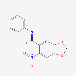 molecular formula C14H10N2O4 B11535981 N-[(6-nitro-1,3-benzodioxol-5-yl)methylene]aniline 