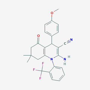 2-Amino-4-(4-methoxyphenyl)-7,7-dimethyl-5-oxo-1-(2-(trifluoromethyl)phenyl)-1,4,5,6,7,8-hexahydroquinoline-3-carbonitrile