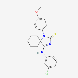 molecular formula C22H24ClN3OS B11536022 (4Z)-4-[(3-chlorophenyl)imino]-1-(4-methoxyphenyl)-8-methyl-1,3-diazaspiro[4.5]decane-2-thione 