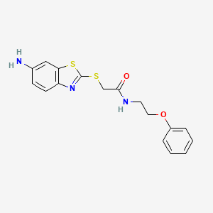 molecular formula C17H17N3O2S2 B11536032 2-[(6-amino-1,3-benzothiazol-2-yl)sulfanyl]-N-(2-phenoxyethyl)acetamide 