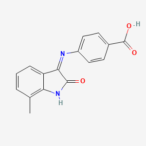 4-{[(3Z)-7-methyl-2-oxo-1,2-dihydro-3H-indol-3-ylidene]amino}benzoic acid