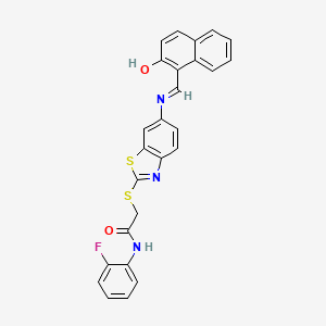 N-(2-fluorophenyl)-2-[(6-{[(E)-(2-hydroxynaphthalen-1-yl)methylidene]amino}-1,3-benzothiazol-2-yl)sulfanyl]acetamide